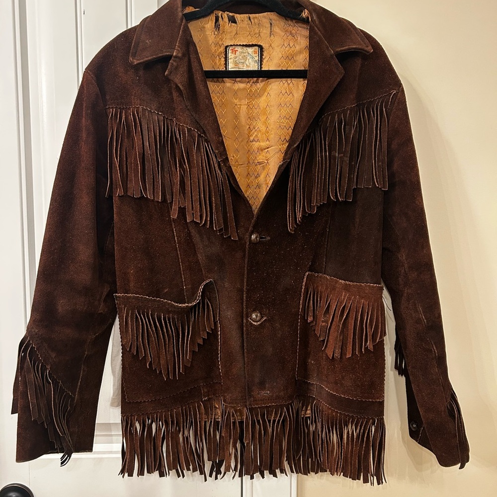100% Genuine Leather Vintage Coat with Fringe